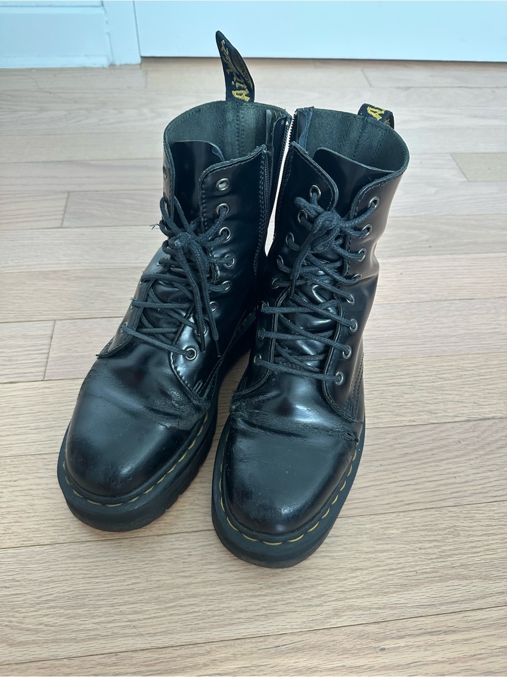 Dr. Martens Jadon Platform Black Leather Ankle Boots